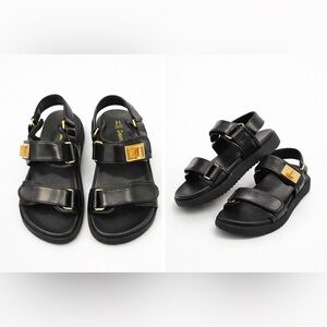 Black Sandals with Gold Buckle Dreams Size 11